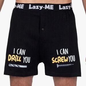 NWT Lazy-Me Men's Funny Novelty 'I'm Very Handy' Black Cotton Boxers Size M